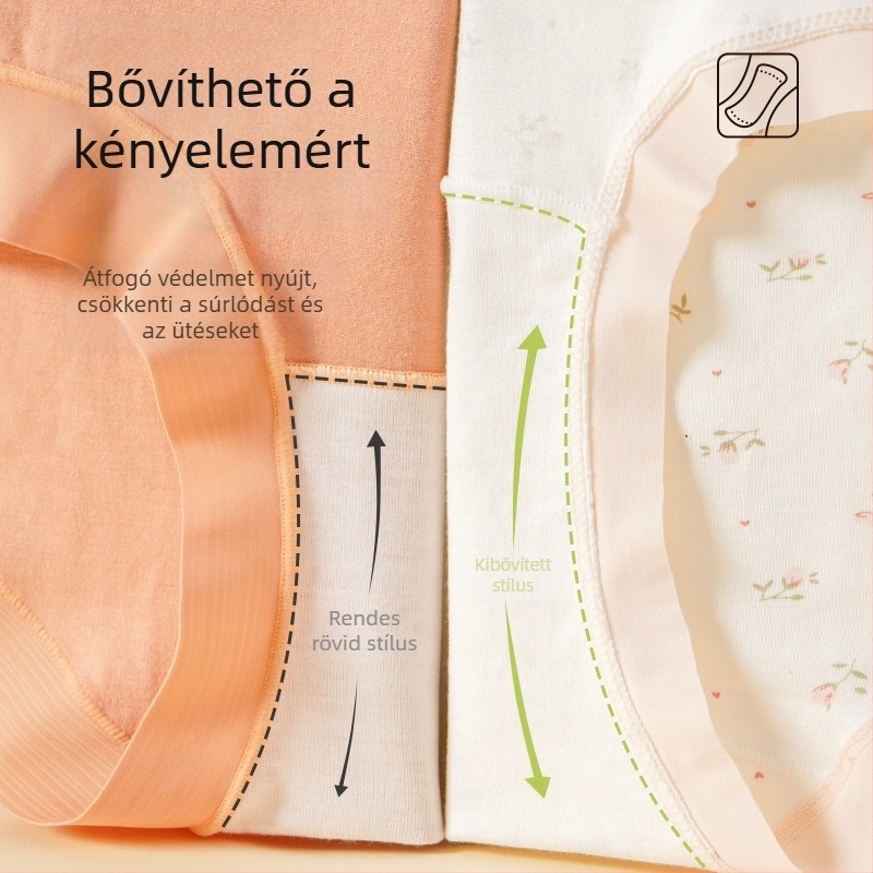 Női terhességi alsónemű, pamut anyag, alacsony derékvonal, pocaktámasz, légáteresztő