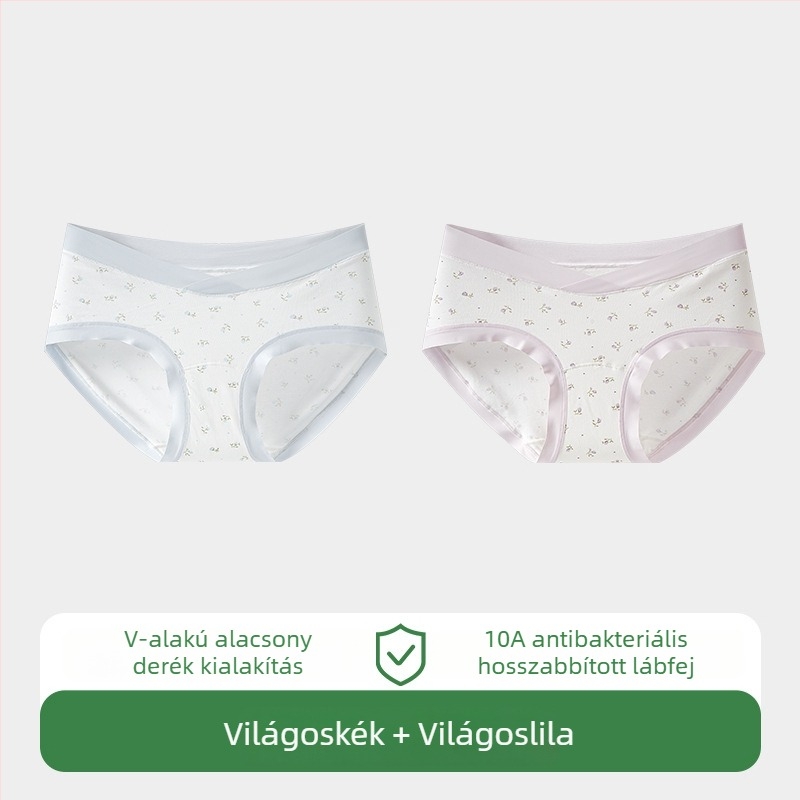 Női terhességi alsónemű, pamut anyag, alacsony derékvonal, pocaktámasz, légáteresztő