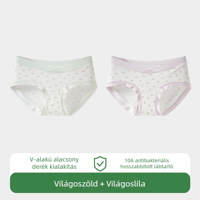 Női terhességi alsónemű, pamut anyag, alacsony derékvonal, pocaktámasz, légáteresztő
