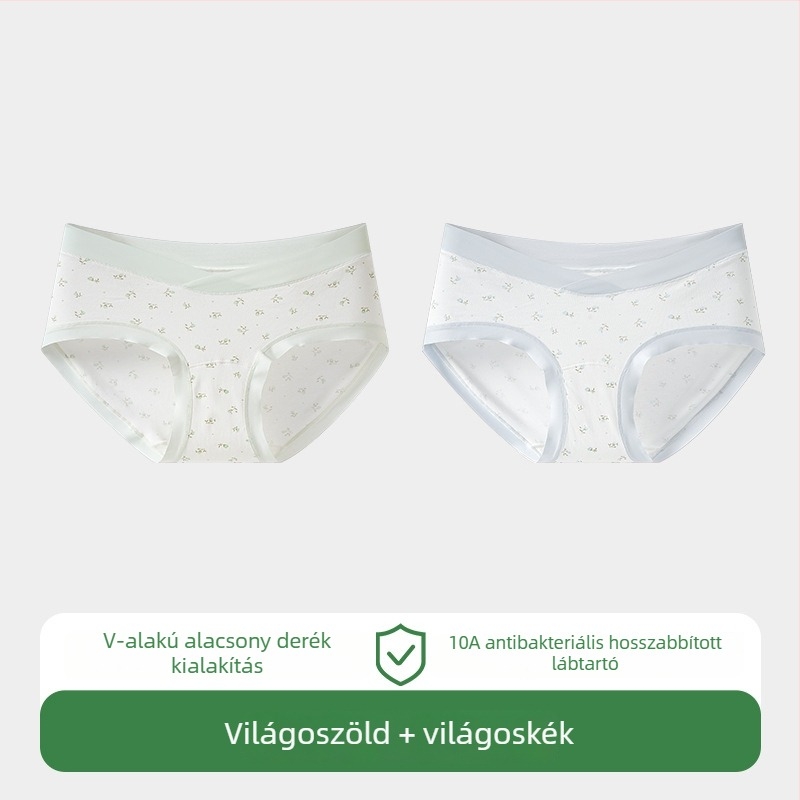 Női terhességi alsónemű, pamut anyag, alacsony derékvonal, pocaktámasz, légáteresztő
