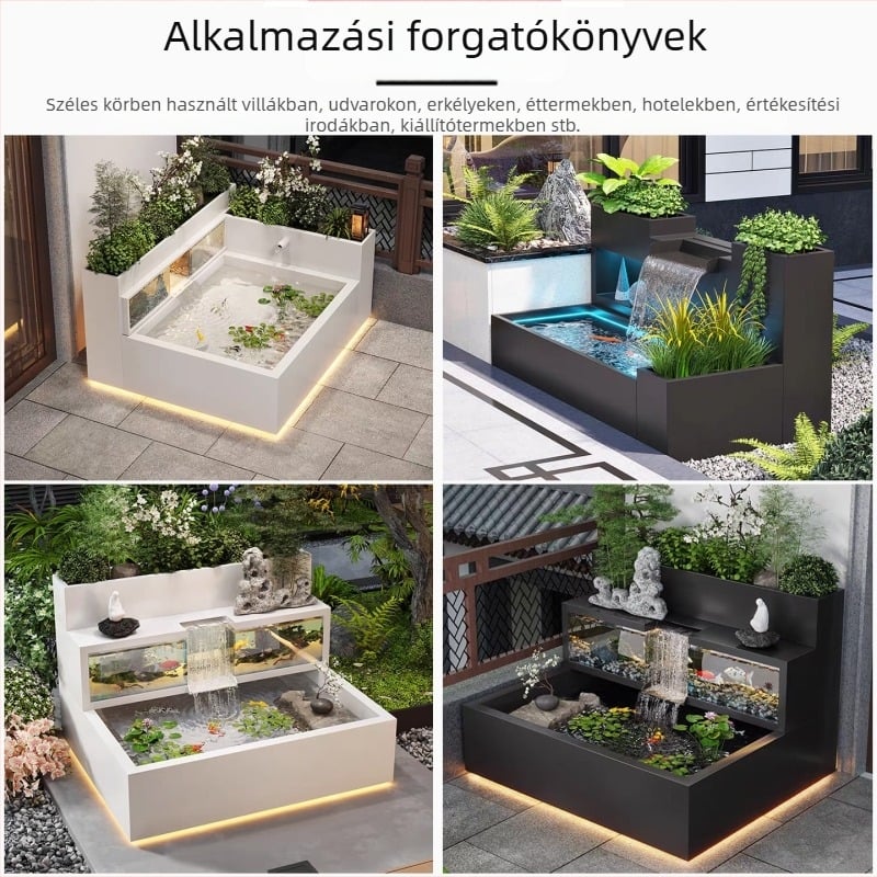 Egynyílású szökőkút — rozsdamentes acél virágdoboza, folyó víz, kültéri körkörös vízfunkció, márka 304a