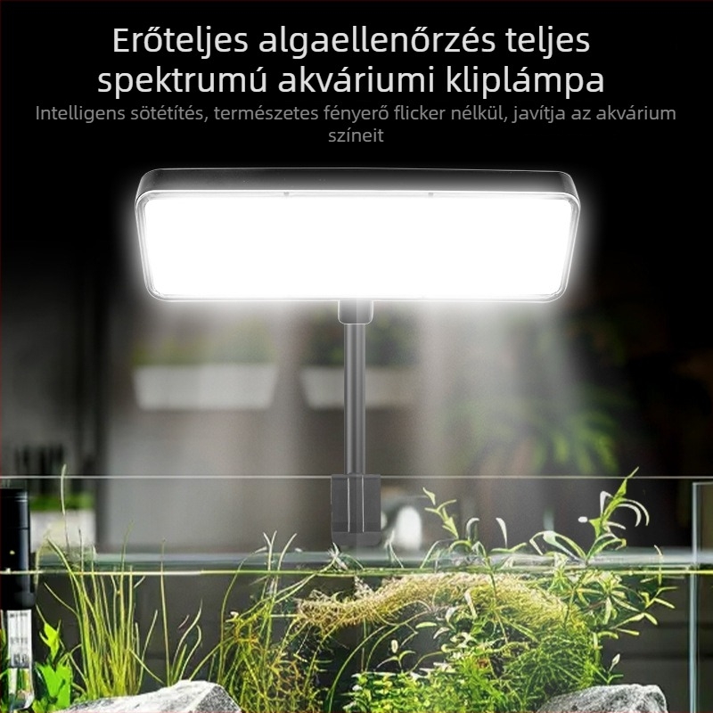 USB akváriumi LED lámpa időzítővel és ciklussal, csíptetős világítás vízinövényeknek és algáknak, több színű kapcsoló, teknőslámpa