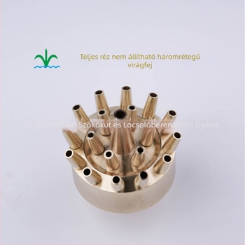 Sárgarézből készült állíthatatlan, háromrétegű virág alakú fúvóka kert tavakhoz és vízjátékokhoz