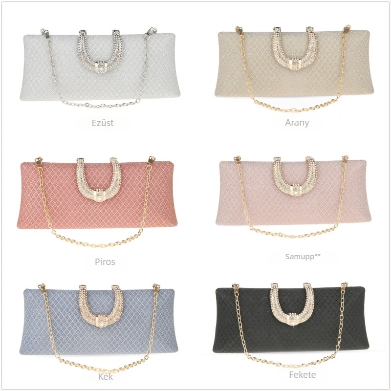 Estélyi táska – Kisméretű négyzet alakú clutch, PVC anyag, fedélzárás, telefonzseb 1863