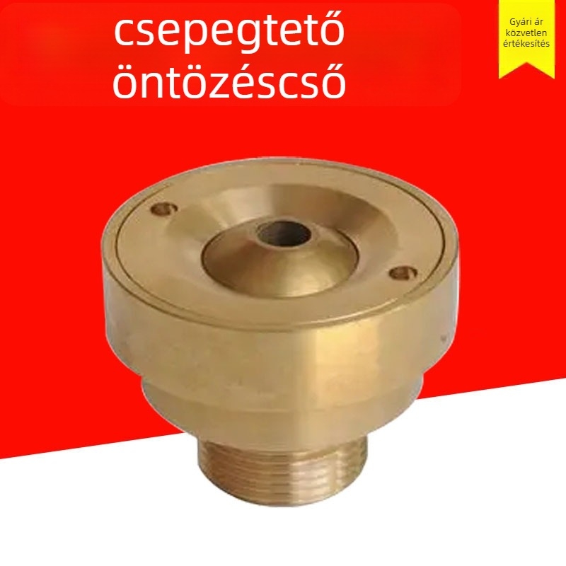 Szárazföldi szökőkút fúvóka, réz, síkfej, háromvonalas dizájn, egynyílásos közvetlen permetezés