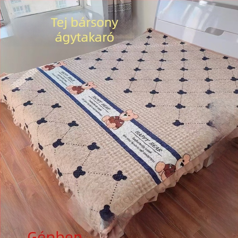 Tej velvet ágyneműtakaró csipkével, kétoldalas, tömött, háromrészes készlet téli használatra