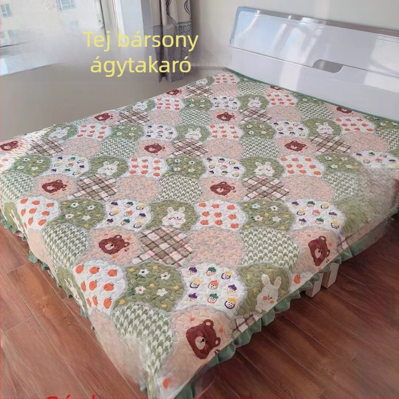 Tej velvet ágyneműtakaró csipkével, kétoldalas, tömött, háromrészes készlet téli használatra