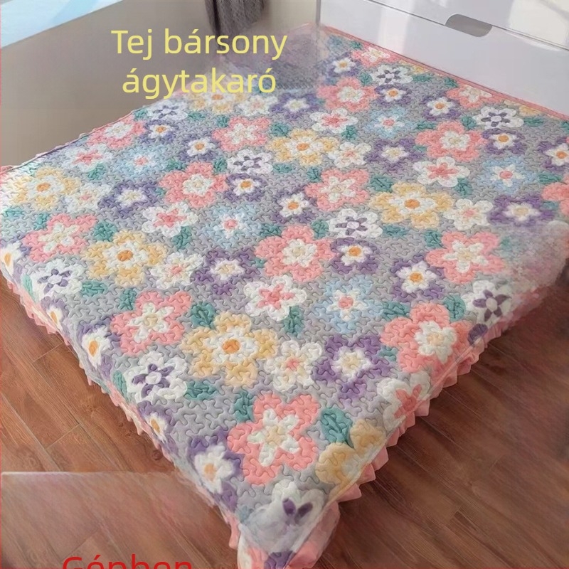 Tej velvet ágyneműtakaró csipkével, kétoldalas, tömött, háromrészes készlet téli használatra