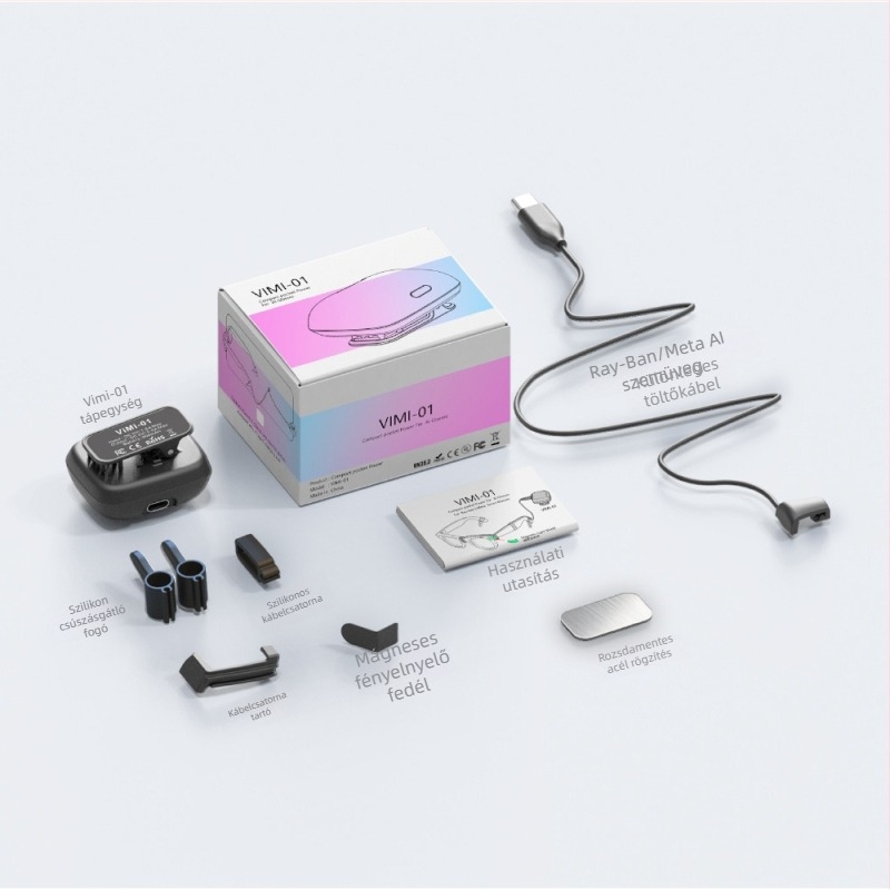 Meta Ray-Ban Smart szemüvegekhez hordozható energiaforrás USB-C interfésszel, ABS burkolat, MR002, 67 g