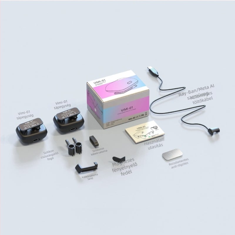 Meta Ray-Ban Smart szemüvegekhez hordozható energiaforrás USB-C interfésszel, ABS burkolat, MR002, 67 g