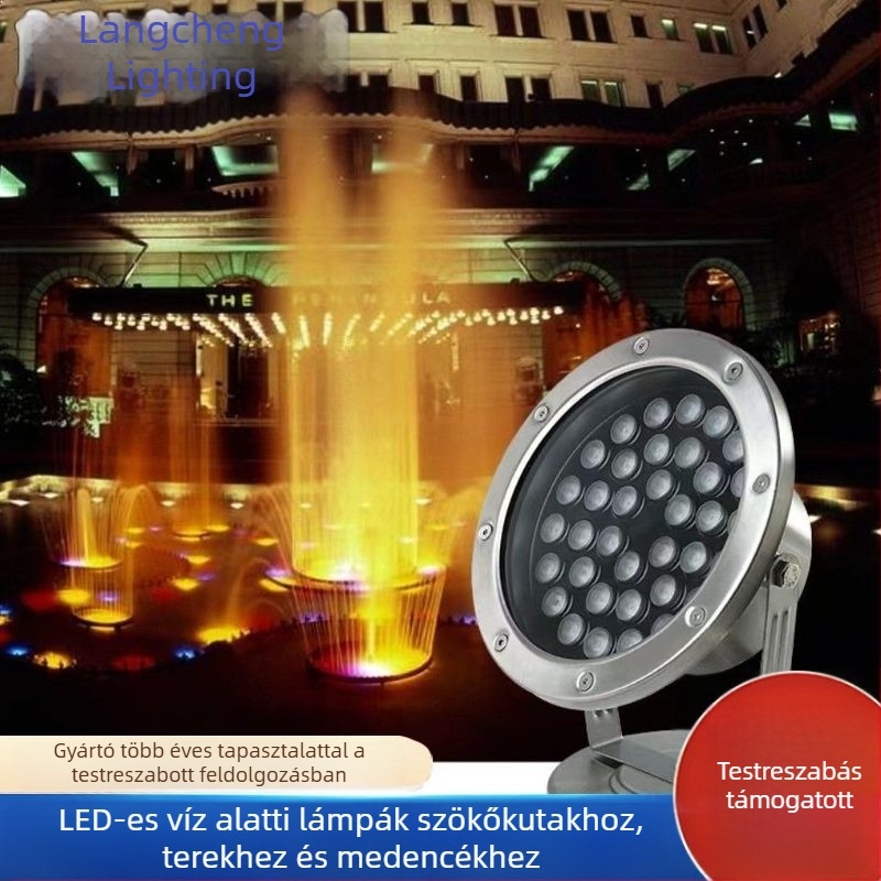 12V víz alatti világítás medencékhez és parkok vízi látványosságaihoz, IP68 RGB spotlámpa távirányítóval