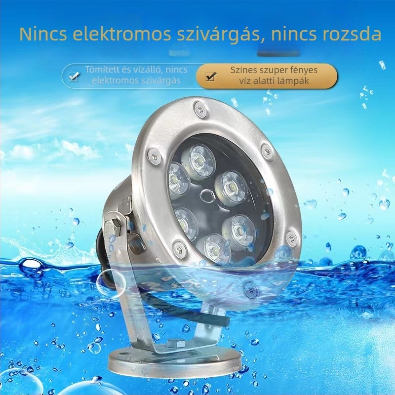 12V víz alatti világítás medencékhez és parkok vízi látványosságaihoz, IP68 RGB spotlámpa távirányítóval