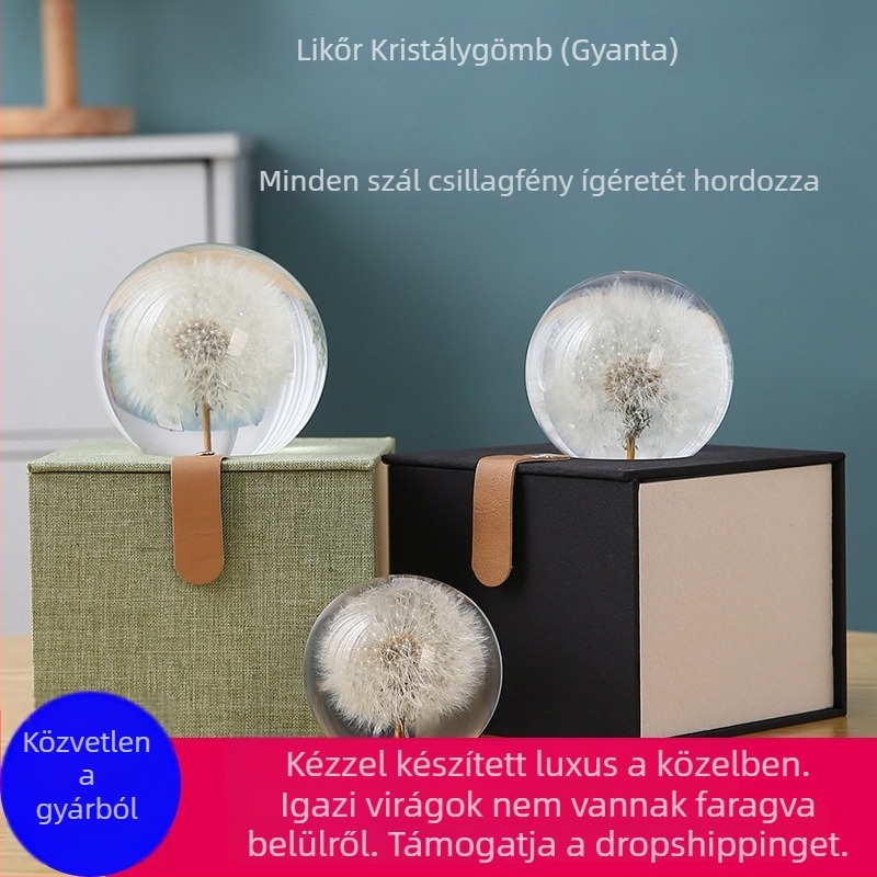 Epoxigyanta dísztárgy – valós pitypang virággal, kézzel készített, ajándékdobozt tartalmaz