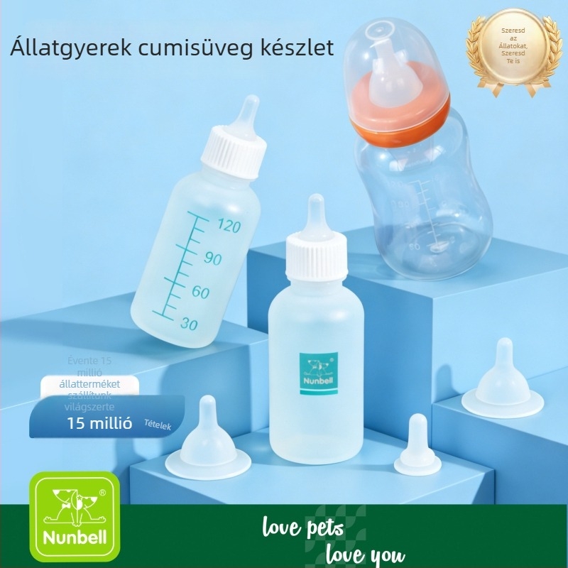 Nanbeier Kisállat etető cumisüveg készlet; anyag: élelmiszer-minőségű szilikon; cikkszám: Bottle Set; dobozban 144 darab; kategória: kisállat etetőeszközök