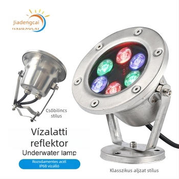 Víz alatti LED lámpa DMX512 RGB vezérléssel, 304 rozsdamentes acél ház, IP68, 12-24V bemenet