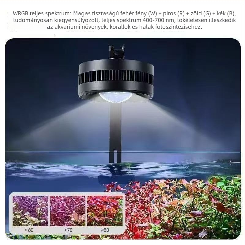 LED akváriumfény, downlight, WRGB teljes spektrum vízi növényekhez, algák elleni kontroll, Teljesítmény: 35W/55W/80W, Ming qi