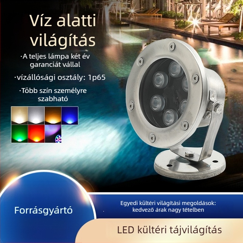 Feiyang FY-6110 Víz alatti világítás, rozsdamentes acél, RGB, 18W, IP68, 180° fénysugár