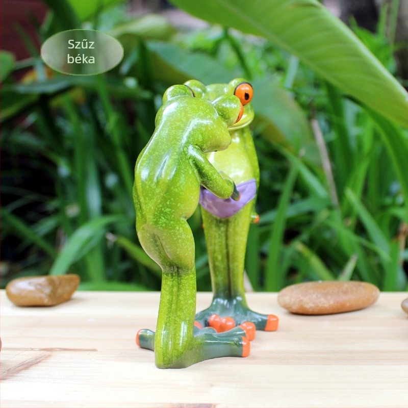 Jiecao Frog Jógás Gyanta Figurája Kültéri Kerthez - Állati Szobor