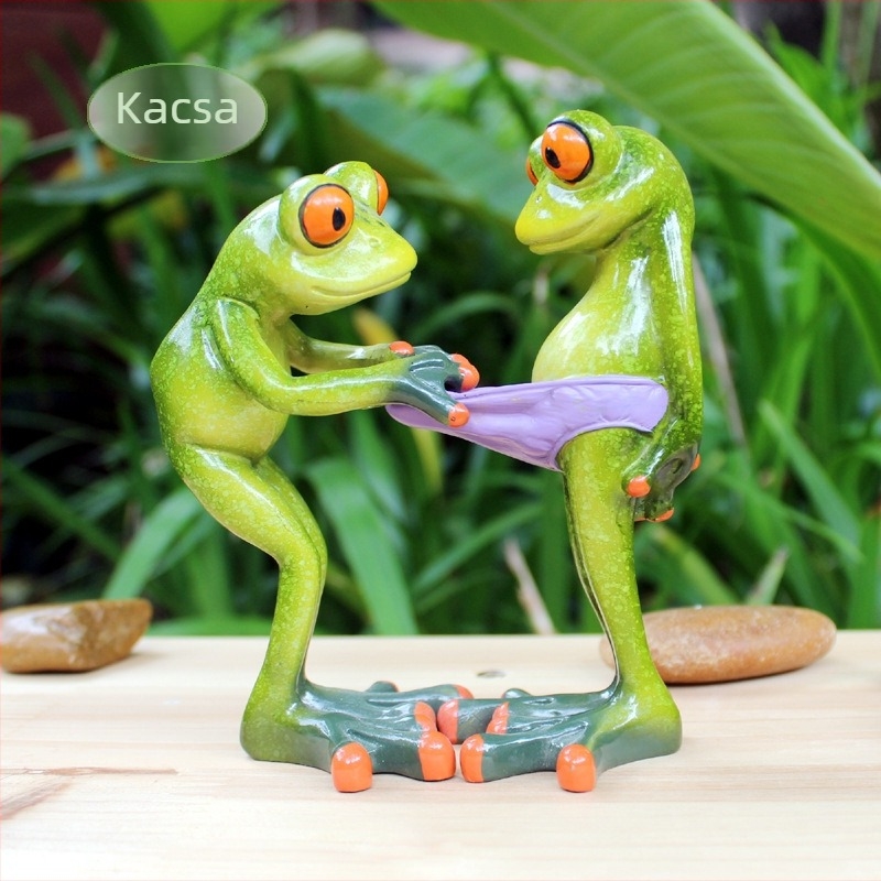 Jiecao Frog Jógás Gyanta Figurája Kültéri Kerthez - Állati Szobor