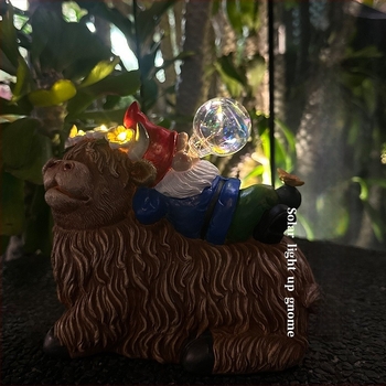 Kültéri kerthez való rezinából készült gnóm-elf buboréklámpa, napelemes meghajtású