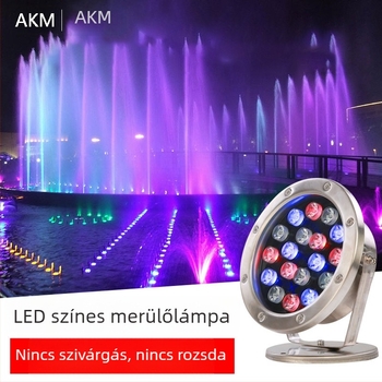 Multicolor kültéri alámerülő LED világítás – medencék, tavak és akváriumok számára, vízálló, fényerő-szabályozható.