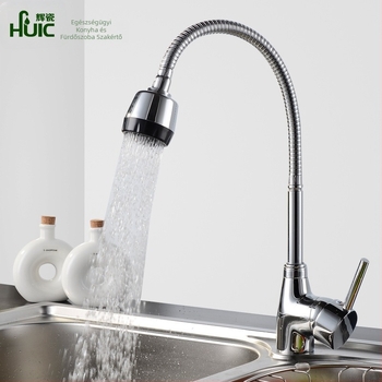 Réz konyhai csaptelep – háromutas univerzális keverő, kerámiabetétes szelep, emelő típusú, összecsukható forgócső