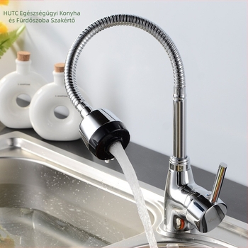 Réz konyhai csaptelep – háromutas univerzális keverő, kerámiabetétes szelep, emelő típusú, összecsukható forgócső