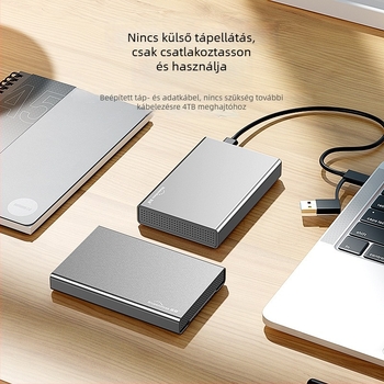 SATA külső tok merevlemezhez, teljes alumínium test, USB-C csatlakozás, akár 4 TB-ig, USB 3.0 5 Gbps