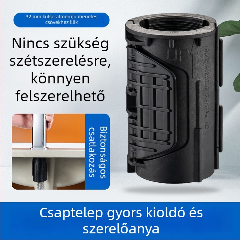 Csaptelep rögzített alapja – gyors szereléshez tartozékokkal, alaphoz tartozó anya és hosszabbító eszköz