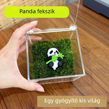 Mikro mohás táj irodai üvegben – kézzel készített, műanyagból, testreszabható logónyomás, üzleti ajándéknak alkalmas