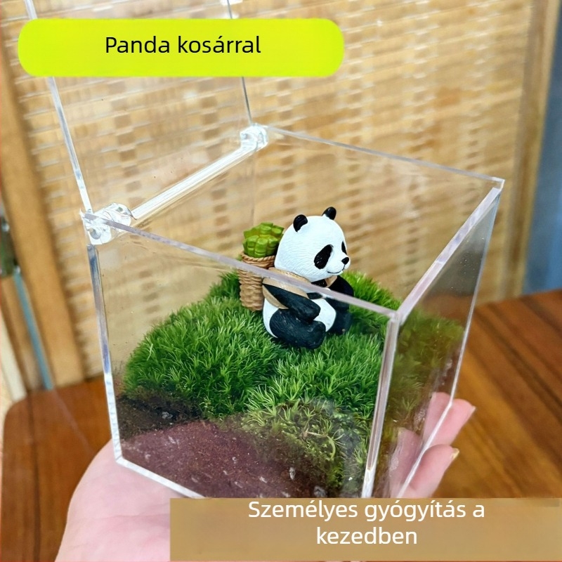 Mikro mohás táj irodai üvegben – kézzel készített, műanyagból, testreszabható logónyomás, üzleti ajándéknak alkalmas