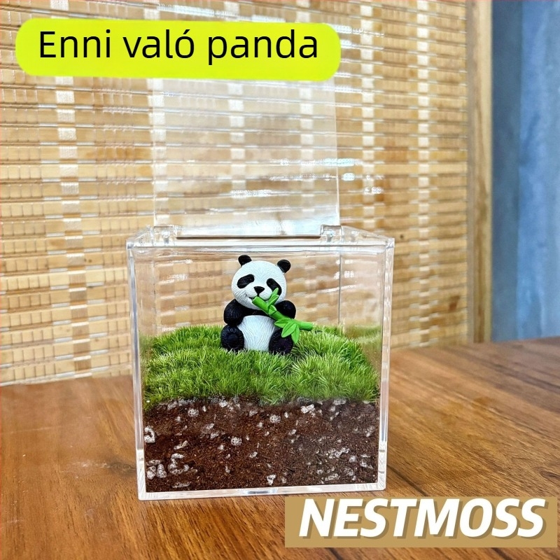 Mikro mohás táj irodai üvegben – kézzel készített, műanyagból, testreszabható logónyomás, üzleti ajándéknak alkalmas