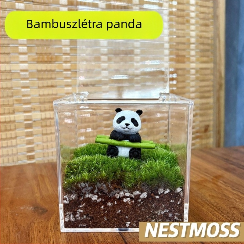 Mikro mohás táj irodai üvegben – kézzel készített, műanyagból, testreszabható logónyomás, üzleti ajándéknak alkalmas