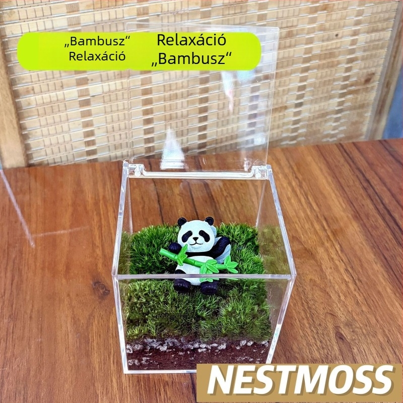 Mikro mohás táj irodai üvegben – kézzel készített, műanyagból, testreszabható logónyomás, üzleti ajándéknak alkalmas