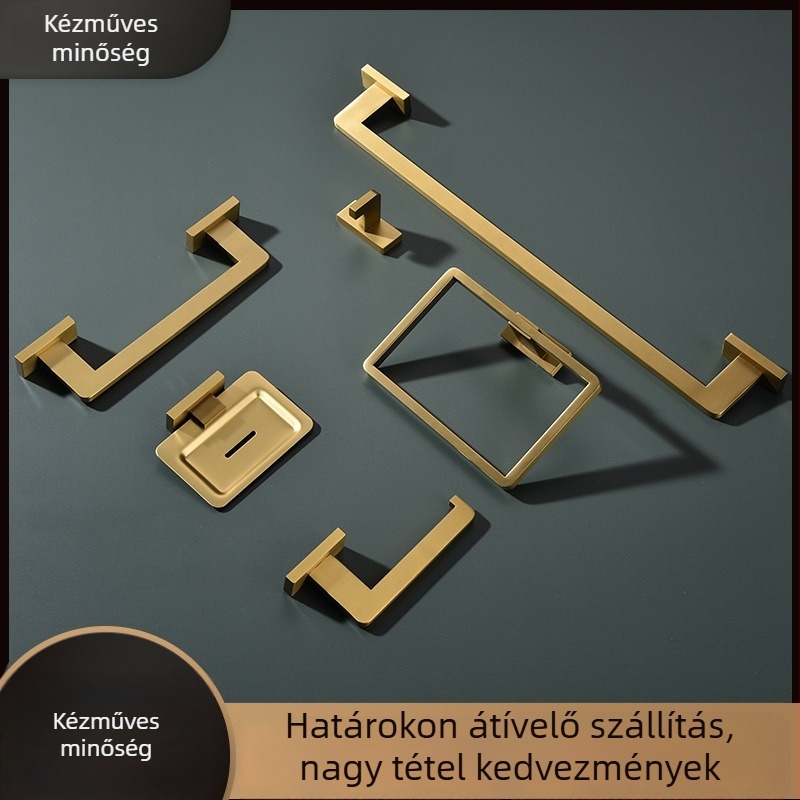 Rozsdamentes acél törölközőtartó készlet falra szerelhető WC-papír tartóval – 6 darabos és nagyobb készlet, Good Luck