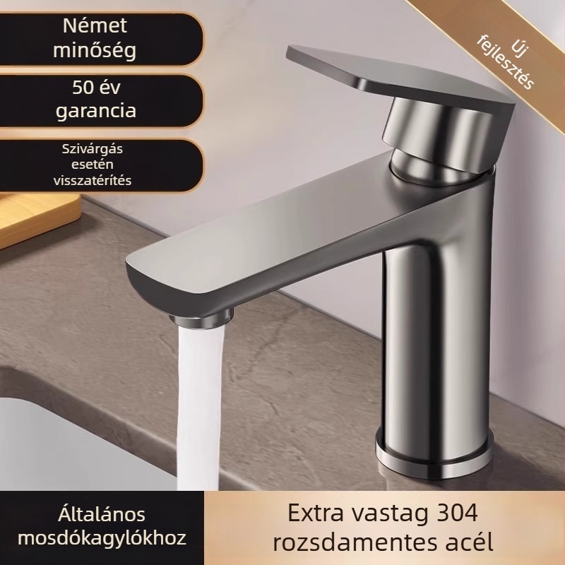 Rozsdamentes acél mosdócsap fürdőszobához, kerámiapatron, egykaros