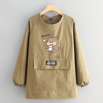 Taslan anyagú ujjú kötény konyhára, karikatúra mintás, anti-szennyeződés védelem