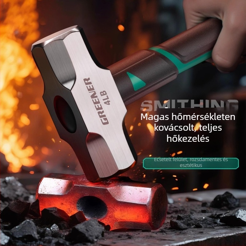 Karmás kalapács, speciális acél, integrált kialakítás fához és beütéséhez szögek