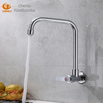 Konyhai mosogatócsaptele falra szerelt, réz, csak hideg víz, kerámiás szeleppel, 6 MPa, 0–90°C