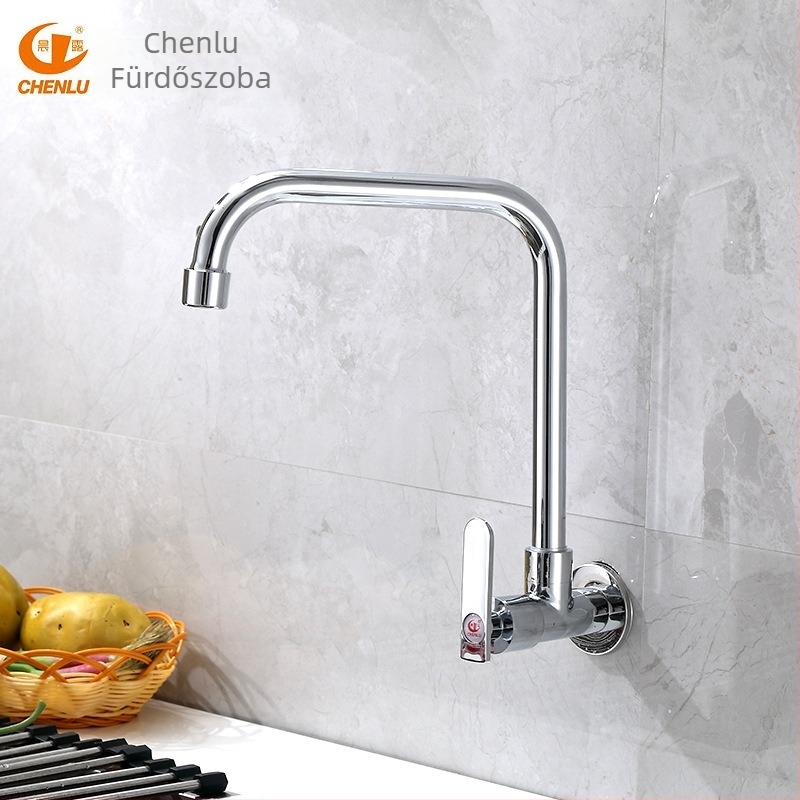 Konyhai mosogatócsaptele falra szerelt, réz, csak hideg víz, kerámiás szeleppel, 6 MPa, 0–90°C