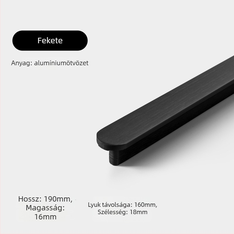 Gardrob fogantyú - alumínium ötvözet, öntvény, modern minimalist stílus, modell 8812