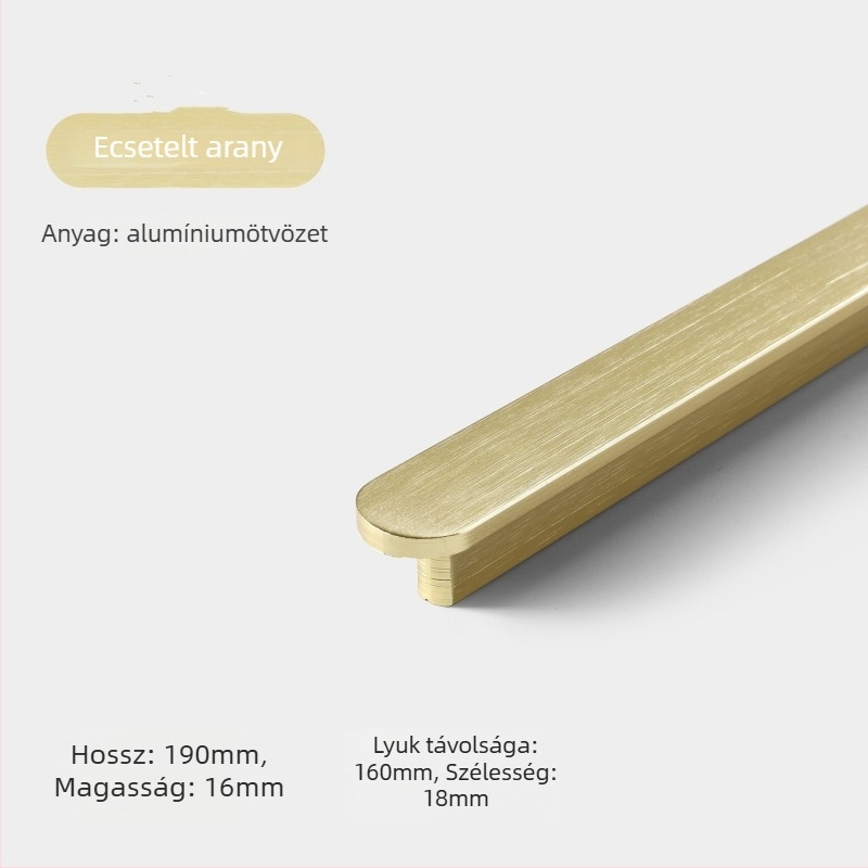 Gardrob fogantyú - alumínium ötvözet, öntvény, modern minimalist stílus, modell 8812