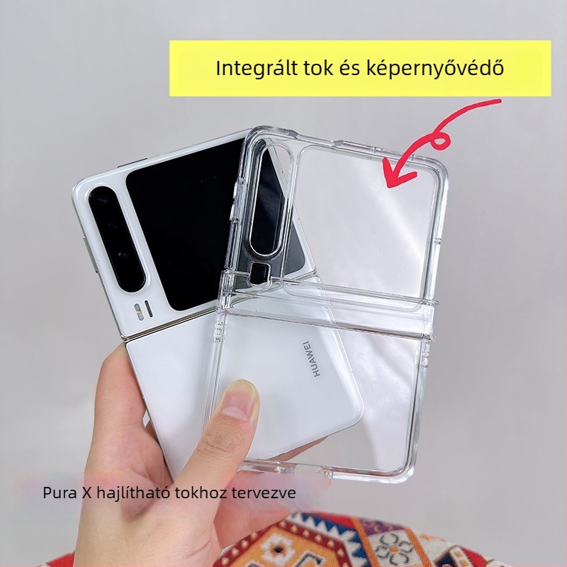 Huawei Purax telefonvédő, összecsukható kialakítás, PC anyag, forrópréses kivitel, ütésálló védelem, esztétikai megjelenés javítása