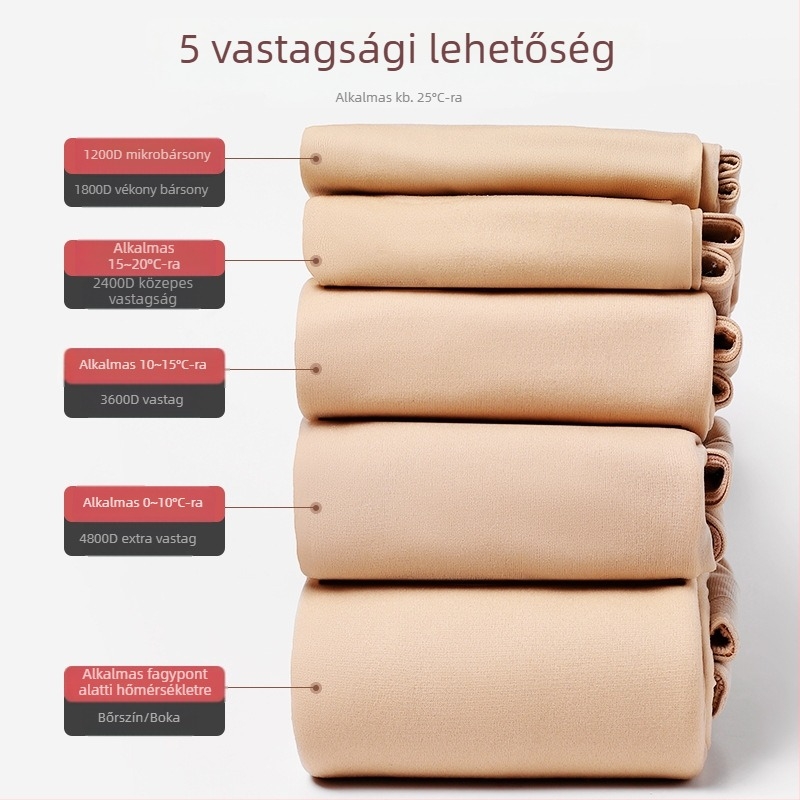 Női nylonból készült, fleece-sel bélelt, vastag téli harisnyanadrág őszi–téli szezonra