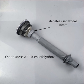 S-típusú mosogató lefolyócső kiegészítő, szürke