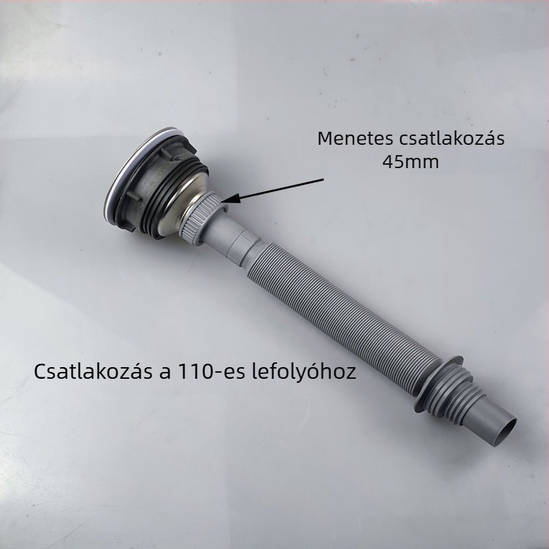 S-típusú mosogató lefolyócső kiegészítő, szürke