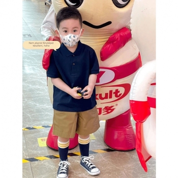 Fiúknak szóló rövid ujjú polo felső és rövidnadrág szett - pamut, nyár, 1–3 éveseknek