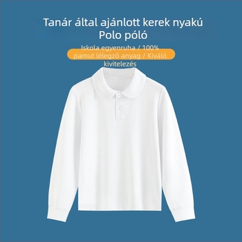 Lányoknak készített pamut polo hosszú ujjú, koreai stílusú, kényelmes tavaszra
