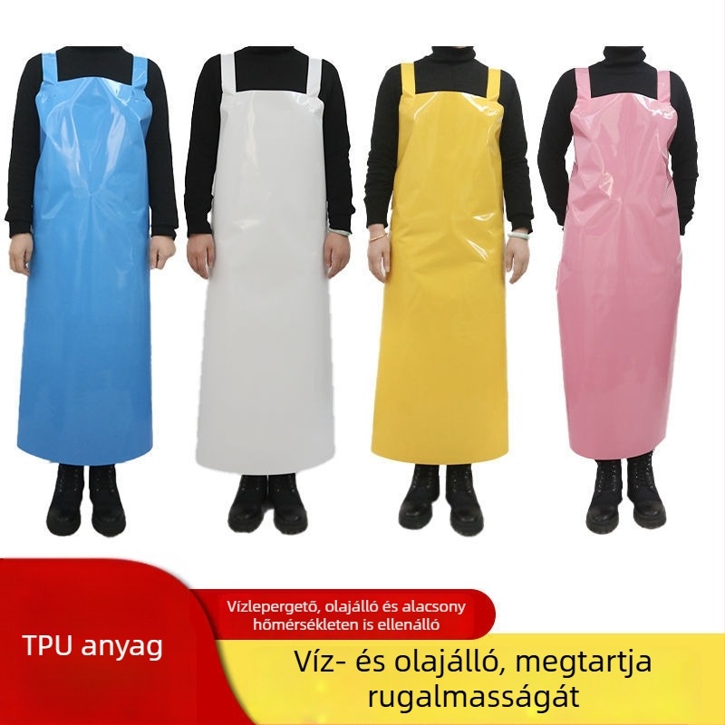 TPU anyagú ujjak nélküli konyhai kötény, olajálló, vízálló, sav–bázis ellenálló, puha