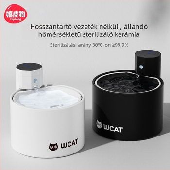 Macska vízadagoló vezeték nélküli érzékelővel, elektromos áram nélkül, automatikus vízkeringés
